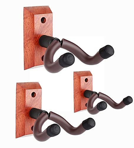 Gitarr väggmontering, 3-pack, HilerPunk, trägitarr ukulele vägghängare, krokar, hållare, ställ, gitarrtillbehör för akustisk elbasgitarr ukulele banjo-mandolin