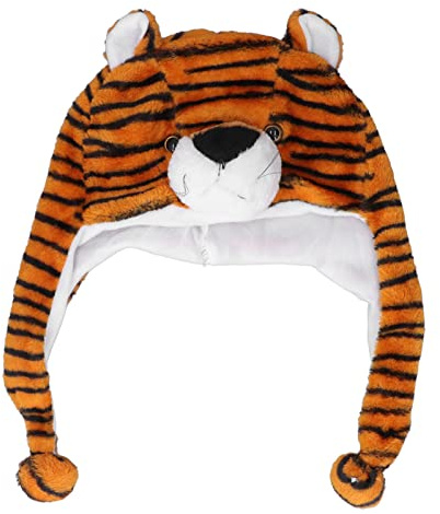 Restokki Tiger Cute Plush Hat, Winter Tiger Hat, Funny Winter Tiger Hat, Children's Cute Wild Animal Themed Designs Novelty Plush Hats