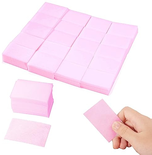 900 Piezas Sin Pelusas Toallitas para Uñas, Celulosa para Uñas, Almohadillas para Limpiar Uñas, Limpieza de Uña para Esmalte de Uñas Cara Ojos Labios Removedor(Rosa)