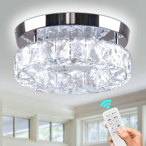 CXGLEAMING Deckenlampe Led Deckenleuchte Kristall Kronleuchter 16W 2500K-6500k 1280lm Geeignet für Wohnzimmer, Schlafzimmer, Küche,Keller,Büro 25cm Deckensockel (Farbtemperatur/Helligkeit einstellbar)