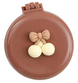 Labbe Faltbare Haarbürste mit Spiegel, Reise Haarbürste Klein Klappbürste Rund Tasche Mini Haarkamm Tragbare Massage Kamm（Curryfarbe）