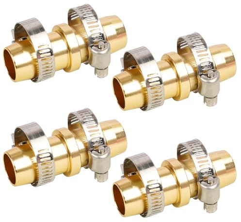 Hourleey Gartenschlauch-Reparaturset, Schlauchverbinder-Reparatur-Set mit Edelstahl-Klemme, passend für 1,9 cm - 1,6 cm Wasserschlauch-Reparaturarmaturen, 4 Stück