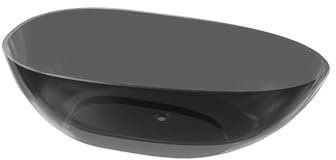 LAVITA Freistehende Badewanne Quenn Black 1700 Harz 170x85x59 cm Badewannen Oval Form Moderne Harz-Wanne Freistehend 2 Personen 322 L Antimikrobielle Beschichtung Schwarz