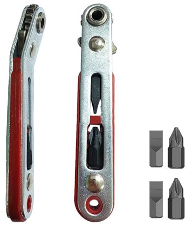 Lot de 2 clés à cliquet 1/4 103 mm pour embouts de vélo, mini clé à cliquet avec 4 têtes d'embout, tournevis à cliquet 1/4, mini tournevis à cliquet pour petits endroits