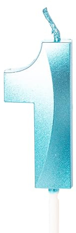 Vela de cumpleaños azul número 1 para tartas, decoración para tartas de primer cumpleaños
