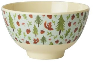 RICE klein Melamin Schüssel Kinderschüssel blau mit Happy Forest Print