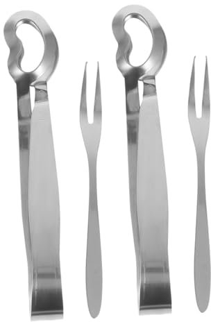 SHOWERORO Set Di 4 Pinze E Forchette in Acciaio Inox Pinze Per Lumache Utensili Da Cucina Multifunzionali Per Servire Lumache Antipasti Mare