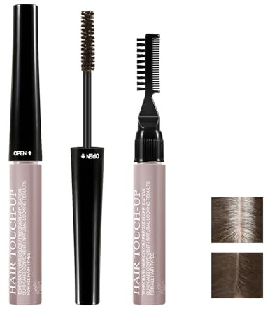 GEUUFEA Hair Mascara for Gray Hair, 3 In 1 Hair Color Concealer Stick with Precision Applicator, Temporary Hairline Filler, Multi-Purpose Mascara for Eyebrow and Beard（Dark Brown）