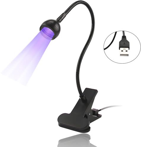 Lampada UV per Unghie, Mini Lampada UV LED Unghie con Clip Flessibile e Testa Regolabile a 360°, Lampada U V LED Unghie Piccola Manicure con Alimentazione USB per Gel, Resina, Riparazioni Elettroniche