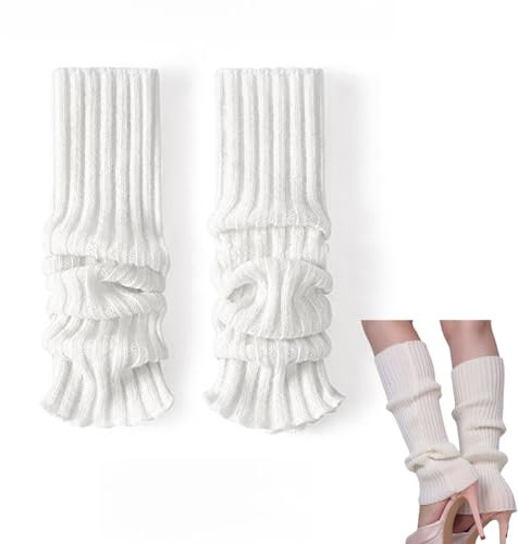 Daryunk 1 pair Cream Women's Knitted Leg Warmers for Winter Ankle Warmth, Suitable for Ballet, Yoga, Skating