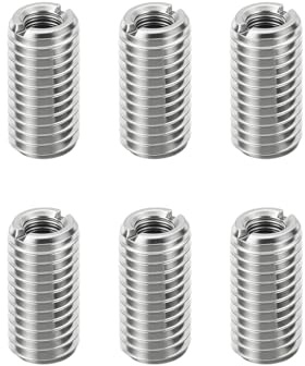 HiPicco 6 Pcs Thread Adapter Sleeve Reducing Nut, M12 x 1.75 Male to M10 x 1.5 Female Thread Stainless Steel Repair Insert Nut Screw 20mm Length Reducer Conversion Fastener