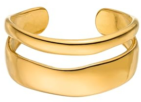 Purelei Aloha Ring – Verstellbarer Ring mit Doppelband-Design – Edelstahl 18K vergoldet – Harmonisches Schmuckstück – Größe 50–60 – Gold/Silber/Roségold (Gold)