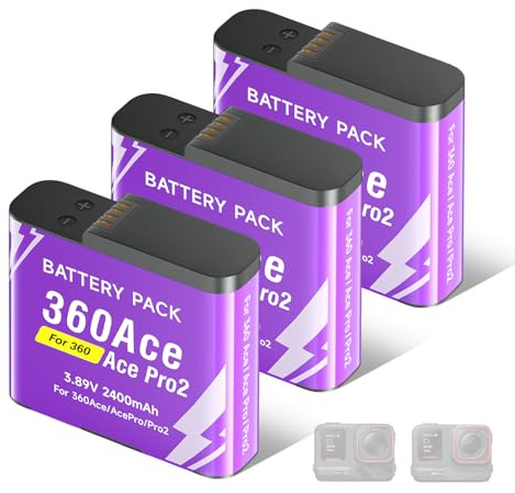 CITYORK [3er Pack] 2400mAh Akku für .Insta-360. Ace/Ace Pro Ersatzakku, Wiederaufladbare Langlebiger Akku Sportkamera Zubehör, Hohe Kapazität, Lange Lebensdauer, Einfachen Austausch