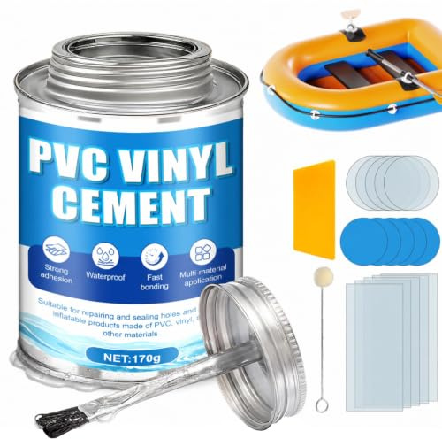 AllisWay gummibåt lim, innehåller 15 reparationskuddar, genomskinliga, 170 g | PVC reparationssats, vattentät och hållbar, lämplig för gummibåtar, simringar, luftmadrasser och vattentäta tyger