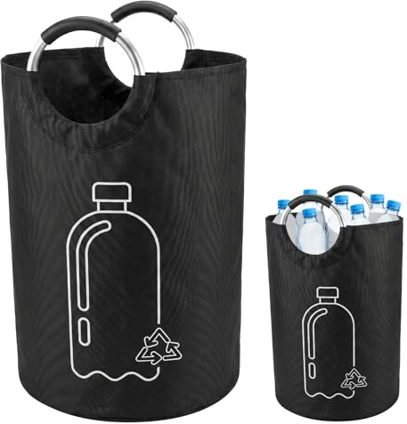 Nivofu Bacinella Pieghevole Contenitore per Bottiglie di Pegno 72x38cm, Cestello Portabottiglie in Tessuto Non Tessuto, Raccoglitore Vuoto Impermeabile con Manici per Cucina e Casa, Grigio