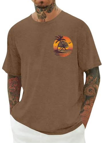 Herr Hawaii Kort Ärm T Shirt Med Gecko För Utflykt Skog Sjö Bad Adult Man Andas Snabbtorkande Komfortabel Ledig Semester Khaki S