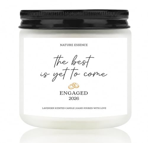 Engagement Gifts, Handmade Lavender Scented Candles, Engaged Soy Wax Wedding Candle, The Best is Yet to Come Engagement Gifts for Couples, Friends, Her Him, 3.5oz (Black)