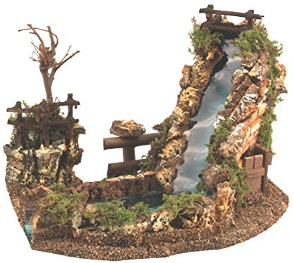 Cascata con Laghetto per Presepe, Linea Natale Bertoni, Legno, Multicolore, 20x25x21 Cm