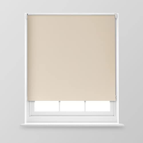 Trimmable Blackout Roller Blind - 6FT - CREAM - 180cm(W) x 170cm(L) | Polyester Thermal Blackout Roller Blind with Trim-To-Size Fit, Blocks Light, Retains Warmth, Ideal for Bedrooms & Lounges