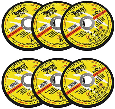 6 x SabreCut SCACD125A 125mm (5) x 22.23mm Bore Professional Abrasive Stainless Steel INOX Cutting Angle Grinder Circular Saw Discs Compatible with Bosch Dewalt Makita Milwaukee and Many Others