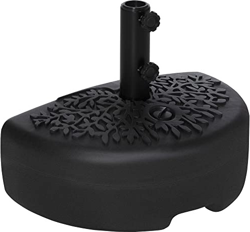Outsunny Base de Pared para Sombrilla Ø38/48 mm Soporte Semicircular de Parasol Rellenable de Arena 21 kg o Agua 18 kg para Jardín Patio Terraza Exterior 50x31x38 cm Negro