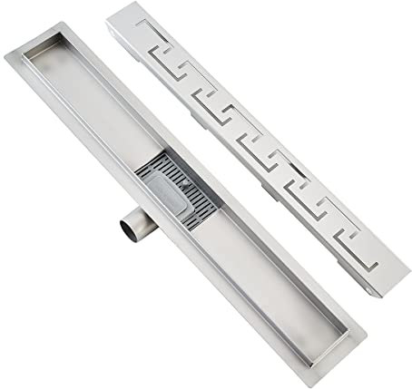 Plumbsys Shower Channel Stainless Steel Length 50 cm, Drain Channel for Bathroom, Shower Drain Siphon with Odour Stop and Hair Strainer, Extra Flat, Quick Drainage, Silver