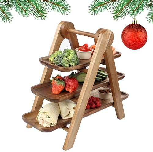 Creekview Home Emporium Holzleiter, gestuftes Tablett, Servierplatte, A-Rahmen, Bauernhaus, gestuftes Tablett, Cupcake-Display-Ständer