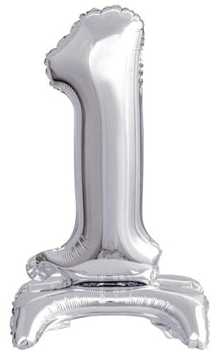 Stehballon * Zahl 1 Silber * als Deko für Geburtstag und Party | 38cm, für Luft | Zahlen Kindergeburtstag Partydeko Ballon Luftballon