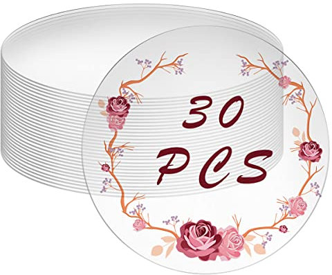 OctBird 30 Pcs Clear Acrylic Sheets, 4 Inches Round Acrylic Discs, 0.1cm Thick Acrylic Blanks Circles, Transparent Acrylic Panel Circle Sheets Signs for Picture Frame Painting DIY
