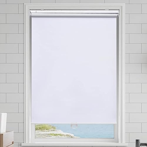 Tende a rullo 100% oscuranti bianche,tenda filtrante Cordless,Finestra cala tenda per casa e ufficio,87 misure,tenda a rullo con sistema a molla,tenda di protezione solare,W×H-60×180cm/23.5*71in