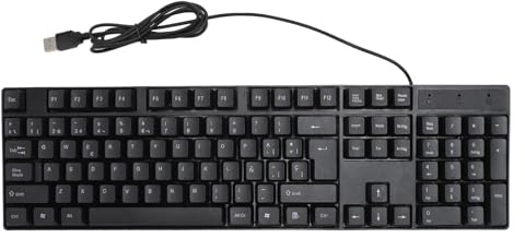 ciciglow Teclado de Idioma Minoritario, Teclado con Cable USB de 104 Teclas, Diseño Ergonómico, Teclado para Juegos, Teclado Inglés/Ruso/español/francés (Español)
