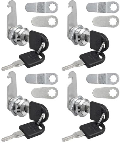 Anhoer 4Pcs 20mm Security Mailbox Lock with Alike Keys Barrel Drawer Mail Box Locker Cam Lock Cabinet Drawer Cam Locks for Door Cabinet Cupboard Locker Letter Box Wardrobe