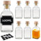 BLIENKREBY 6x Glasflaschen 100 ml mit Korken, Kleine Shot Flaschen zum Befüllen, Mini Smoothie Glasflaschen, 12 Schwarze Etiketten mit Stift, für Saft, Smoothie, Ingwer, Whiskey und Gewürze