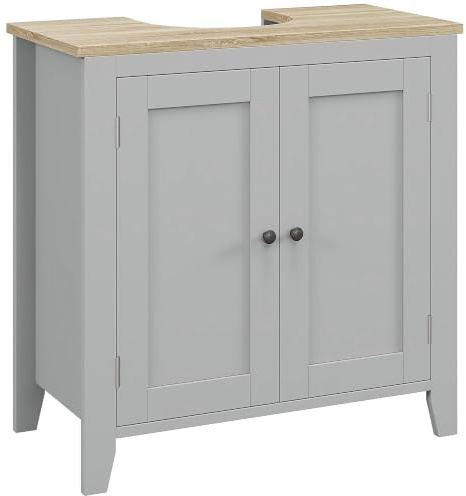 kleankin Under Sink Cabinet, Bathroom Sink Cabinet, Pedestal Design, Grey