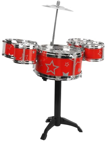 ZJchao Niño Jazz Tambor Kit Mano Ojo Coordinación de Alta Seguridad Resistente ABS Fácil Montaje Niños Drum Set Familia Educación (Rojo)