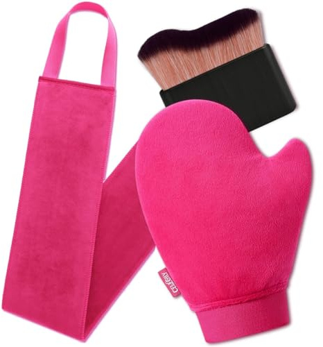4 Pcs Streakless Self Tanning Mitt and Brush - Leakproof-lined Self Tanner Mitt, Black Self Tanning Brush for Self Tan Mitt Applicator, Self Tanner Brushes, Back Tanning Applicator, Tanning Glove