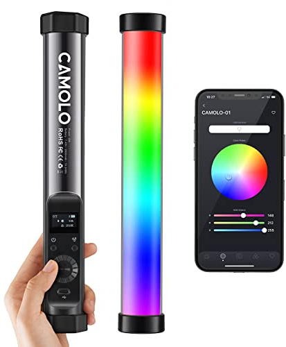 Portable RGB Handheld Light Wand LED Stick Tube Light Magnetic Photography Lighting with App Control Full Color Brightness Adjustable 10 Effects 2500k-8500K CRI 95+