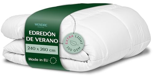 Wendre Edredón Verano 240x260 cm – Extra Ligero 100 g/m² Transpirable