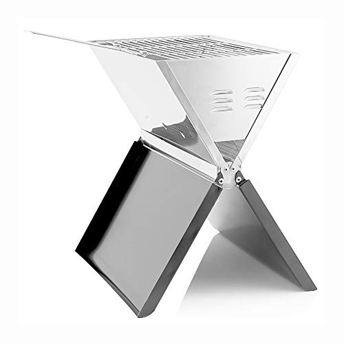 Czyurachel hopfällbar grill, laptopgrill rostfritt stål, hopfällbar grill träkol 3–5 personer, bärbar minigrill, stora ventilationsspår, manal vikbar, praktisk, lätt, lämplig för träkol