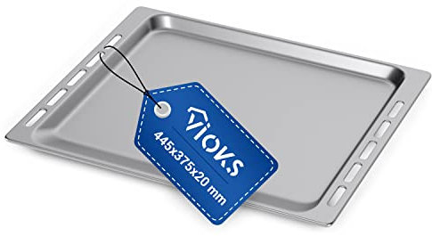 VIOKS Tiefes Backblech 445 x 375 x20mm Ersatz für Backblech Whirlpool 481241838127 - Bаckblech klein für 45 cm breit Backofen Ignis, Bauknecht u.a.