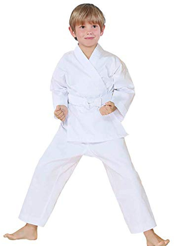 Karate Uniform with Free Belt , White Karate Gi for Kids & Adult Size 000-6