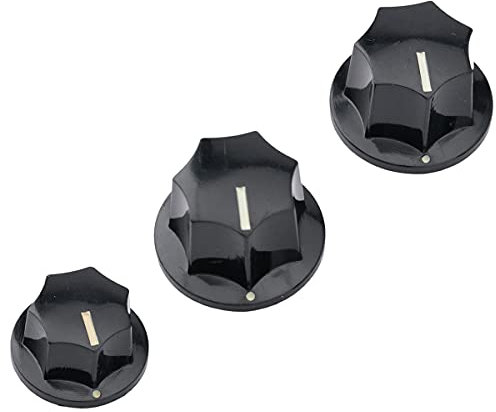 Musiclily Pro Metrische J Bass Knöpfe Potiknöpfe Set für Jazz Bass,Schwarz (3er Set)