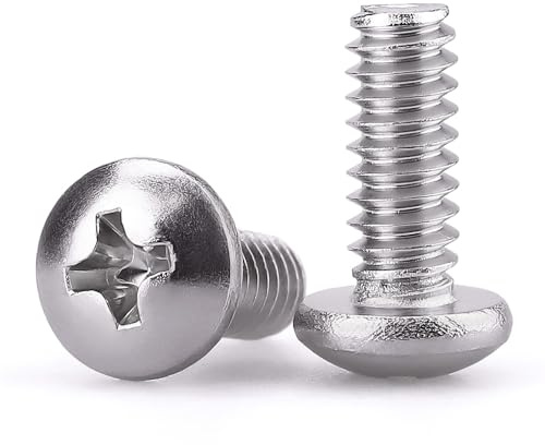 #10-32 x 1/2 Pan Head Machine Screw, Phillips Drive, 304 Stainless Steel 18-8, Bright Finish, Fully Machine Thread, 50 Pcs