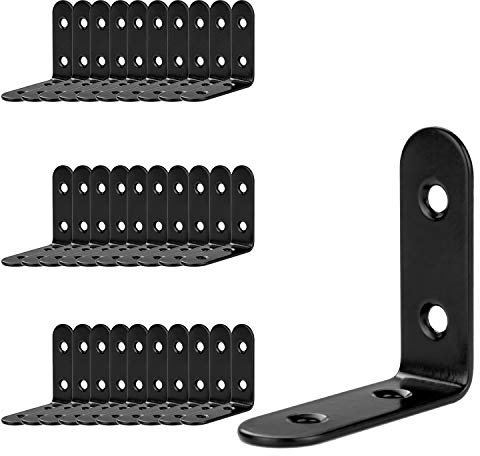 Aselected - Escuadra de fijación (30 unidades, acero inoxidable, 50 x 50 x 2 mm, refuerzo de metal para fijación y reparación de muebles, refuerzo de juntas, negro