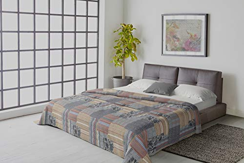 Italian Bed Linen Edredón de Verano “Athena”, Adana Grigio, Doble