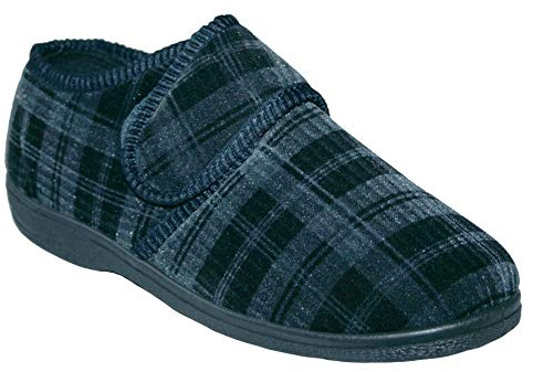 footloose.shoes Diabetic Orthopedic Men's Easy Close Wide-Fitting Touch Close Bar-strap Shoe Slippers Sizes 6-14 (Navy Derek, UK Footwear Size System, Adult, Men, Numeric, Wide, 11)