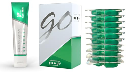 Opalescence Go 10% Whitening Bundle - (10 Treatments) Hydrogen Peroxide 10% Prefilled Whitening Trays and Whitening Toothpaste - Made by Ultradent Products. Teeth Whitening Kit -Mint- 5194-5166