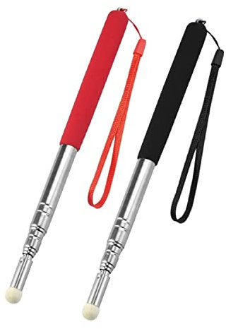 BOBOZHONG Zeigestab Ausziehbar mit Handschlaufe,2 Stück 1M Zeigestock mit Filzkopf Lehrzeiger Teleskopzeigestab Versenkbare Klassenzimmer Zeiger für Lehrer Whiteboard Tafel Presenter Schwarz Rot