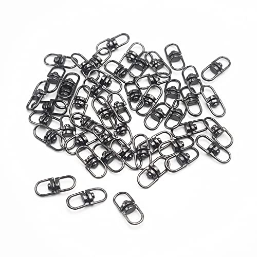 50pcs Swivel Connectors Clasps Double Ended Eye Hooks Lanyards Key Ring for Jewelry Keychain DIY Crafts Making Accessories (Gun Black)