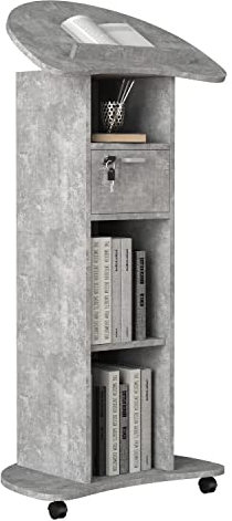 VCM Holz mobiles Rednerpult | Maße ca. H. 110 bis 120 cm x B. 56 cm x T. 37 cm | rollbar mit Schublade | Stehpult | Stehtisch - Redola